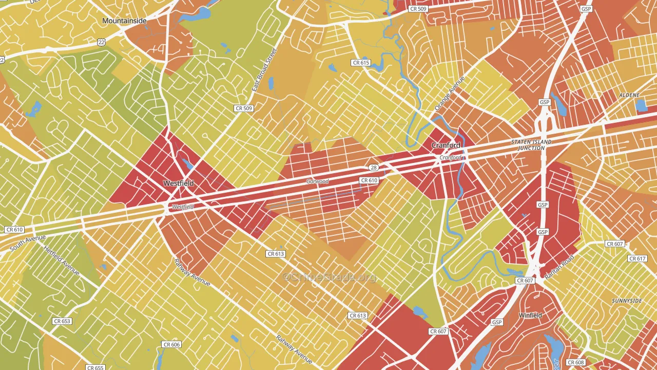 Garwood, NJ Map of Vehicle Theft Rates