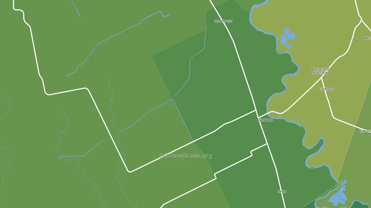 Garwood, TX Map of Vehicle Theft Rates
