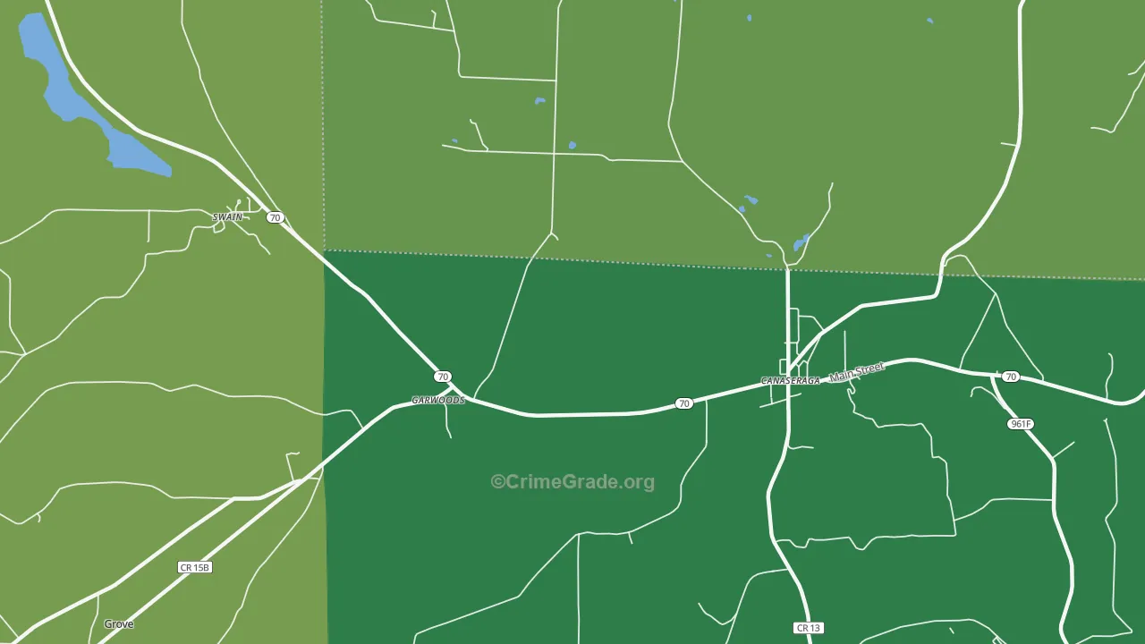 Garwoods, NY Map of Vehicle Theft Rates