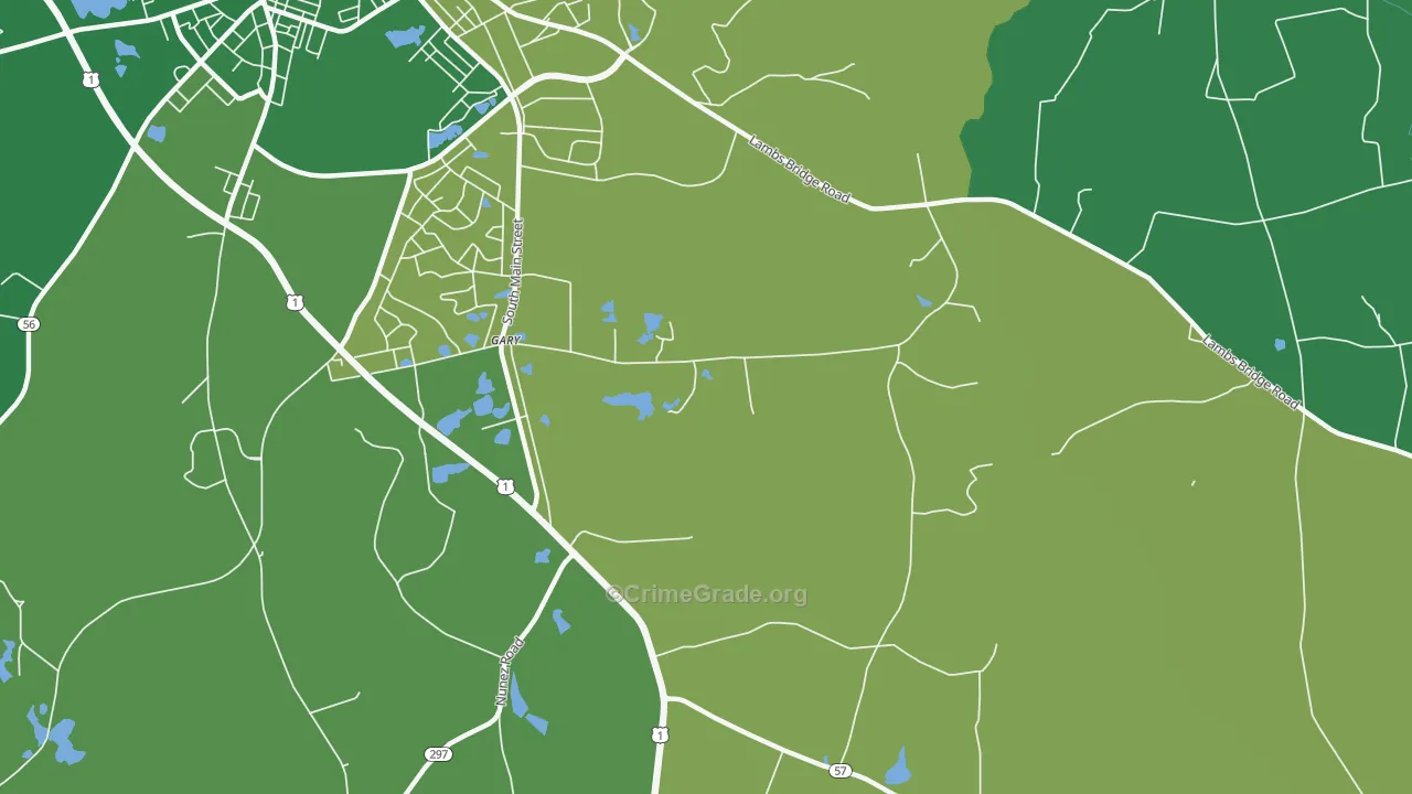 Gary, GA Map of Vehicle Theft Rates