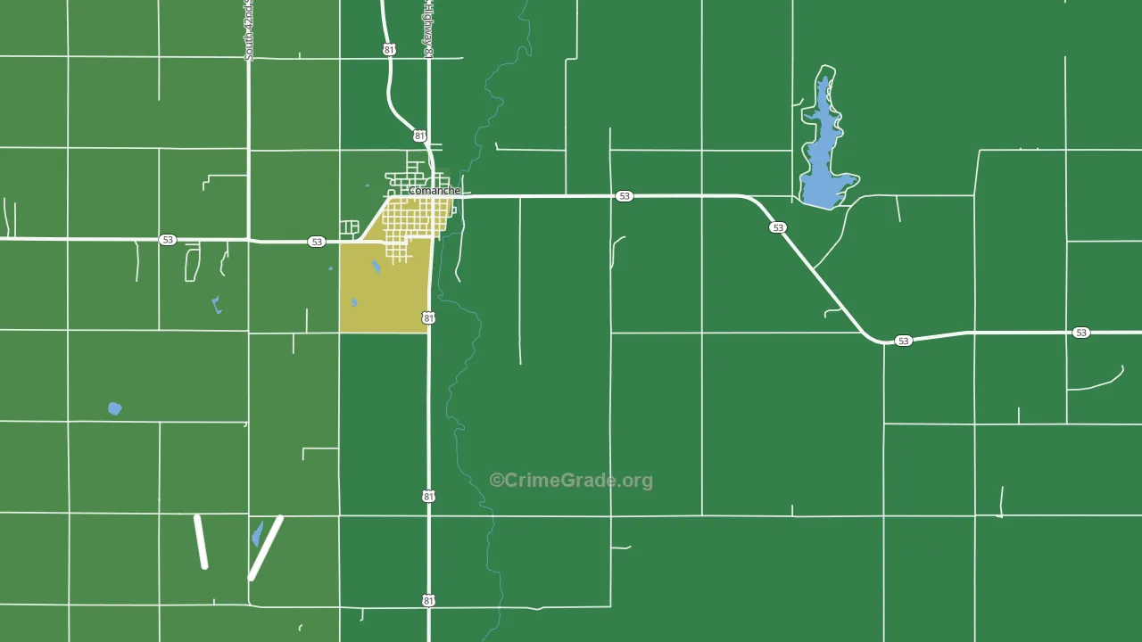 Gas City, OK Map of Vehicle Theft Rates