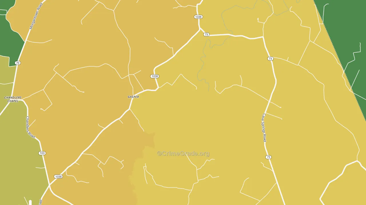 Gasper, KY Map of Vehicle Theft Rates