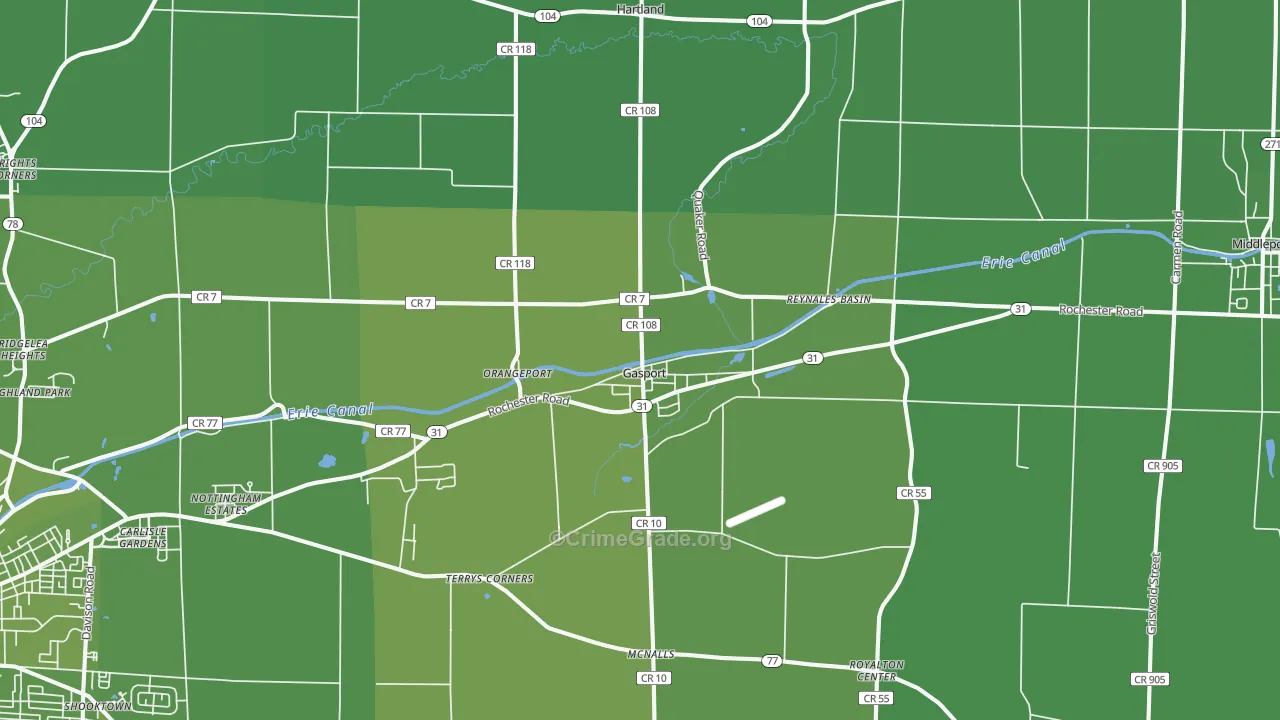 Gasport, NY Map of Vehicle Theft Rates
