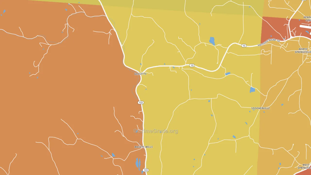 Gassetts, VT Map of Vehicle Theft Rates