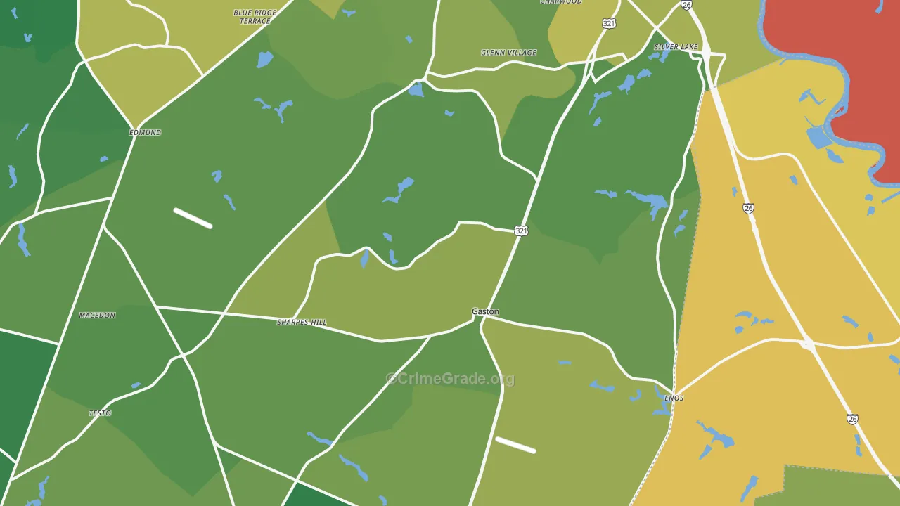 Gaston, SC Map of Vehicle Theft Rates