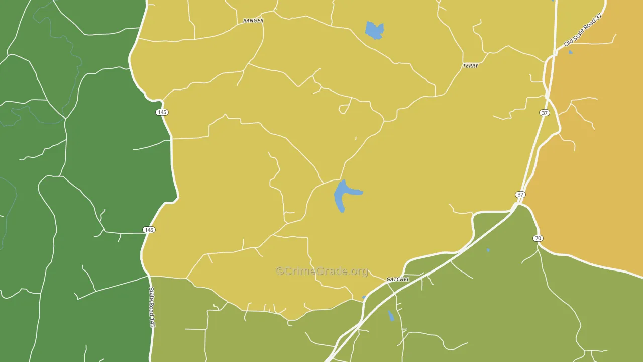 Gatchel, IN Map of Vehicle Theft Rates