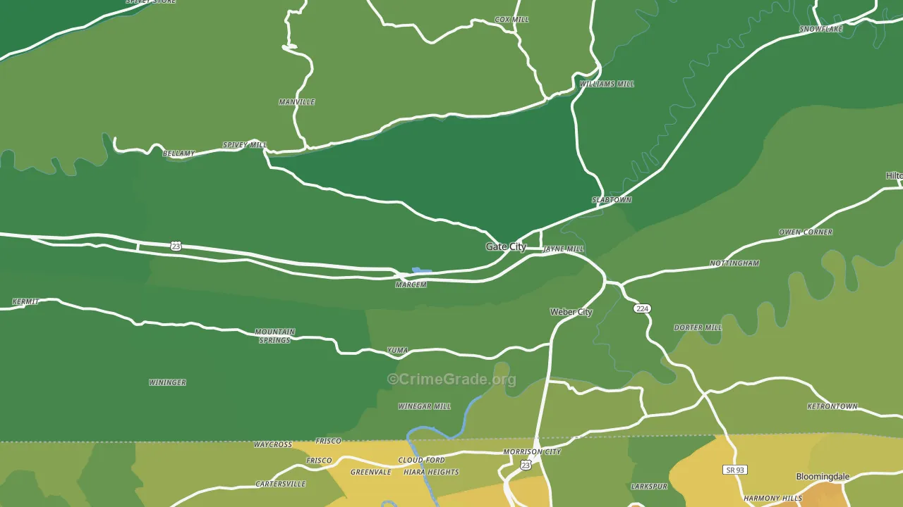 Gate City, VA Map of Vehicle Theft Rates