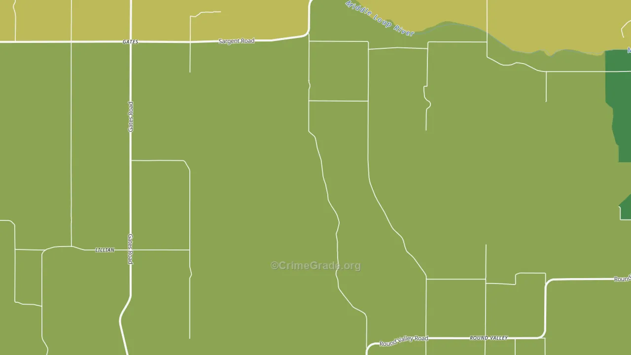 Gates, NE Map of Vehicle Theft Rates