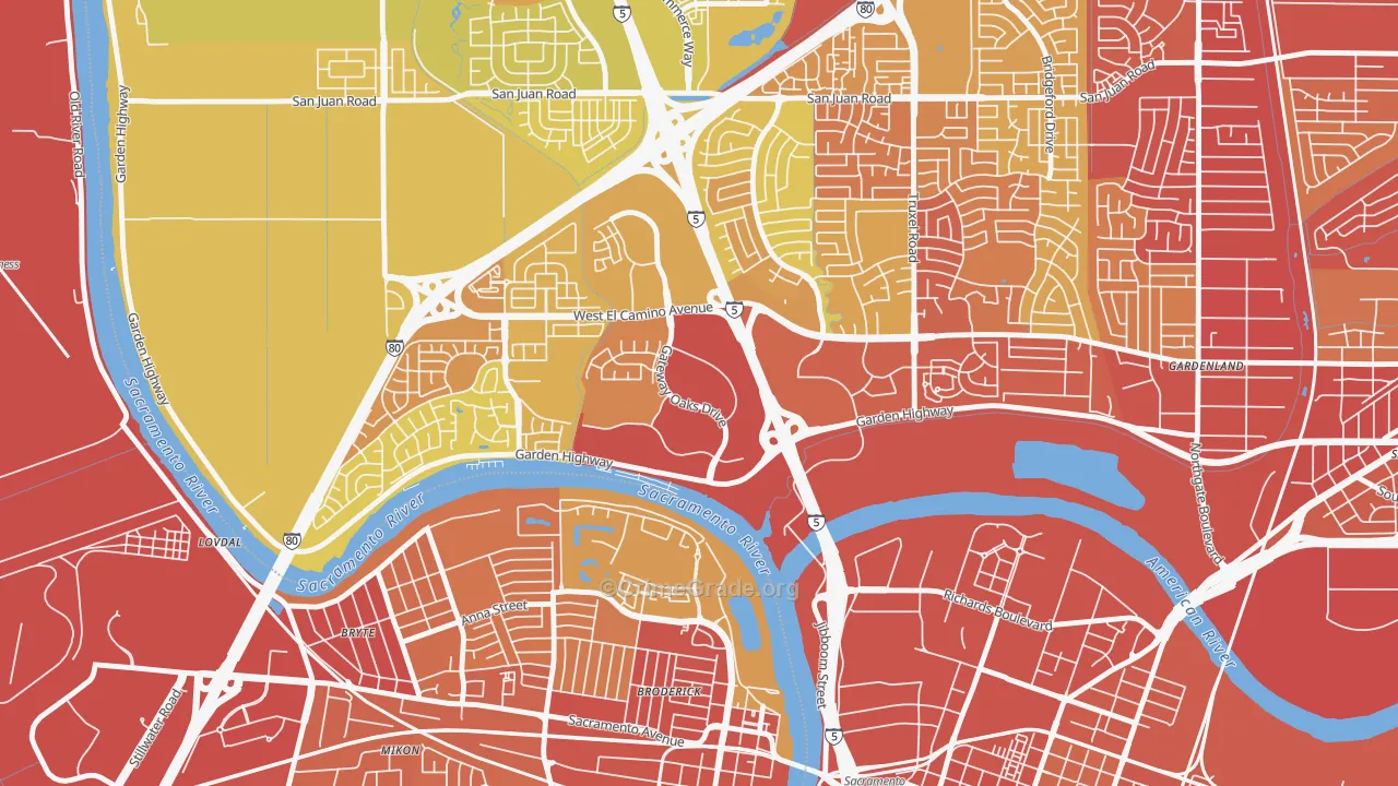 Gateway Center, Sacramento, CA Map of Vehicle Theft Rates