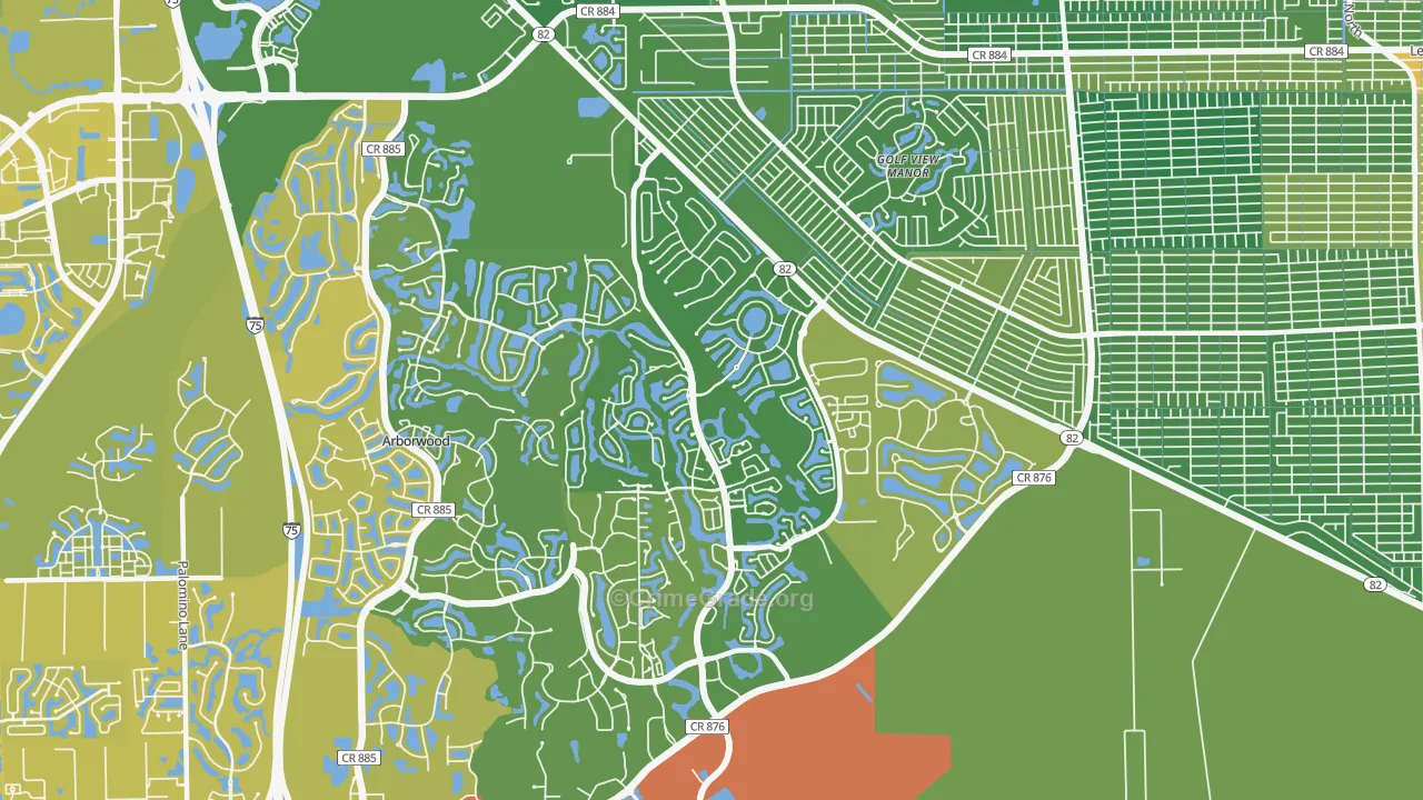Gateway, FL Map of Vehicle Theft Rates