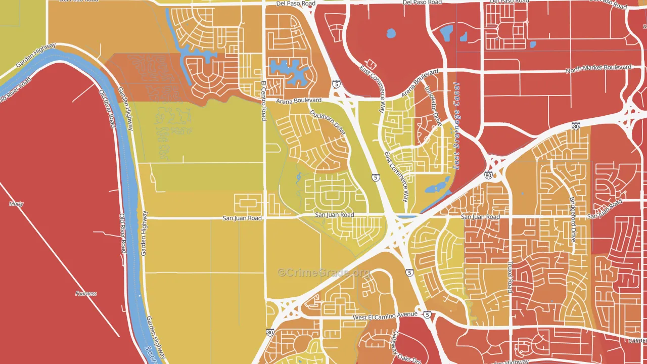 Gateway West, Sacramento, CA Map of Vehicle Theft Rates