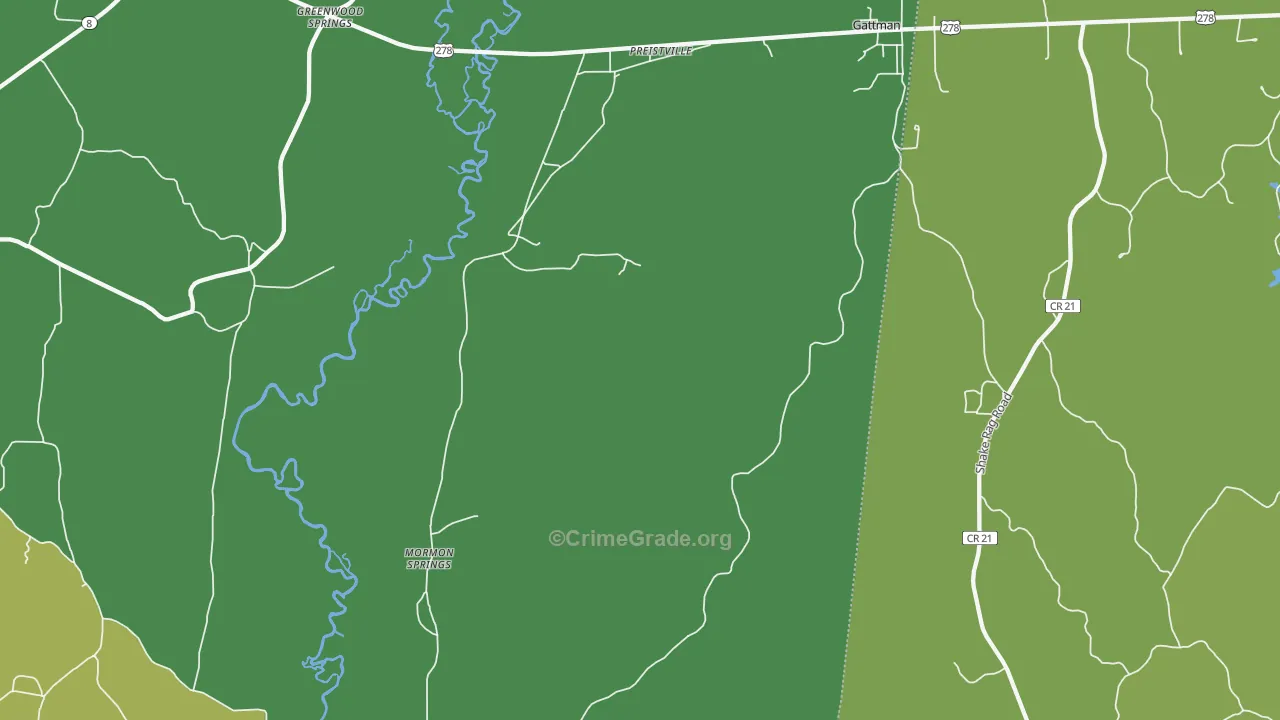 Gattman, MS Map of Vehicle Theft Rates