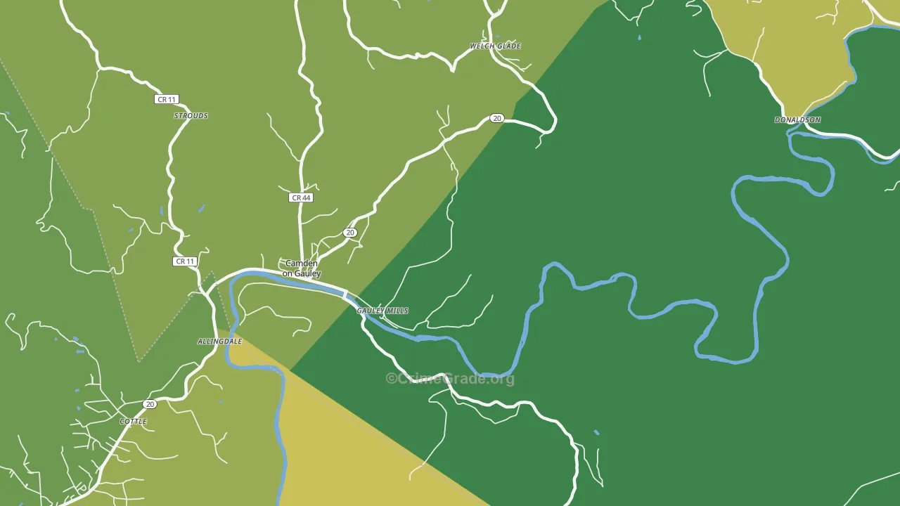 Gauley Mills, WV Map of Vehicle Theft Rates