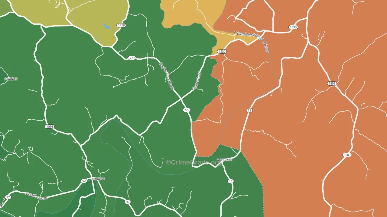 Gausdale, KY Map of Vehicle Theft Rates