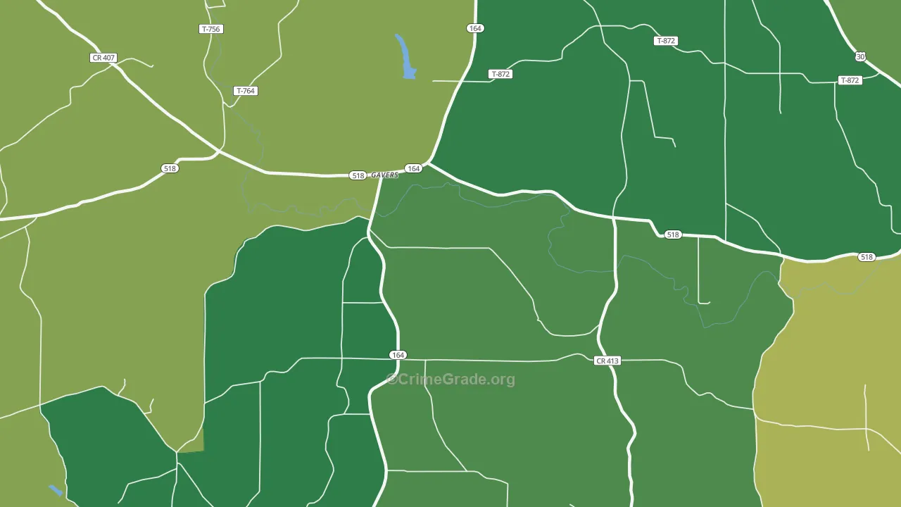 Gavers, OH Map of Vehicle Theft Rates