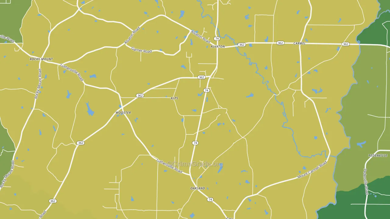 Gay, GA Map of Vehicle Theft Rates