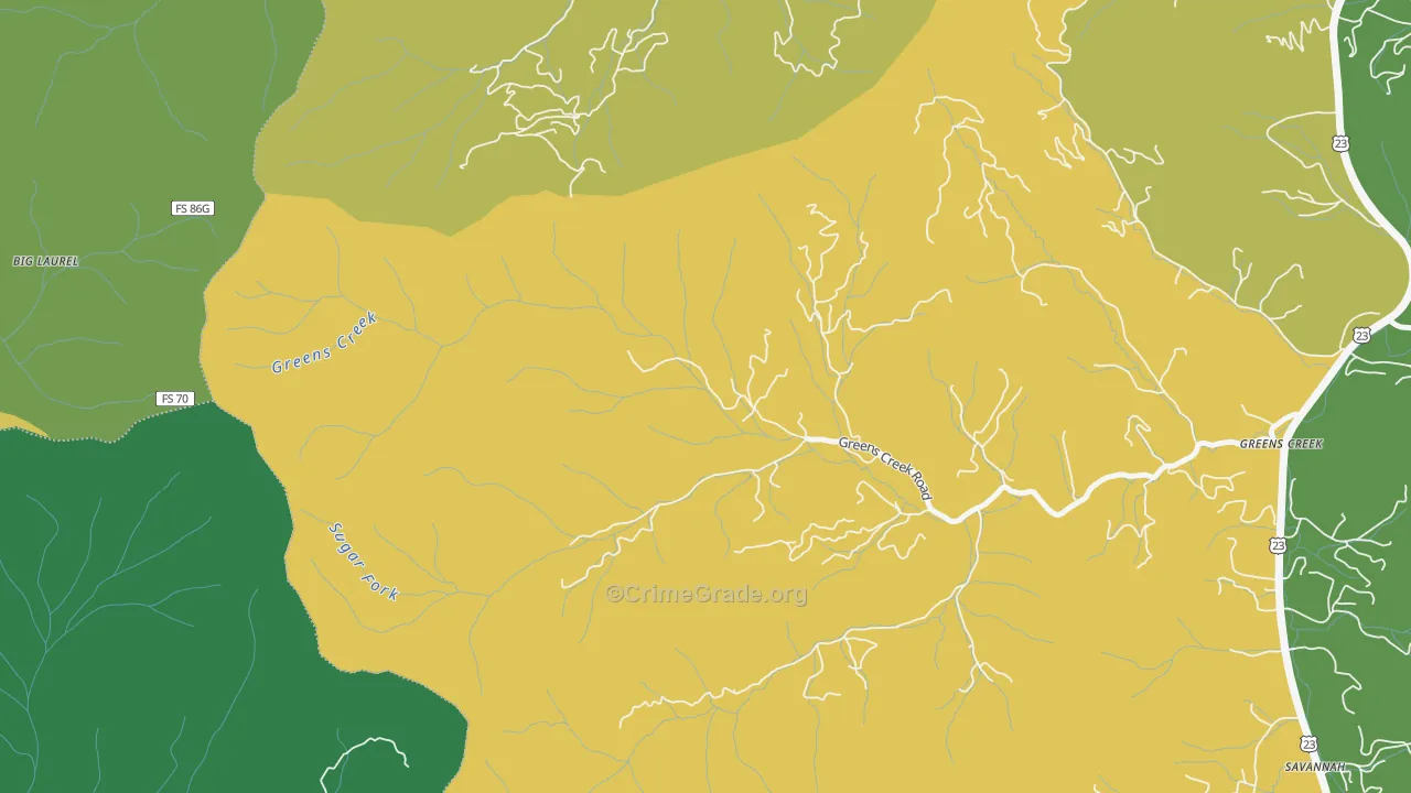 Gay, NC Map of Vehicle Theft Rates