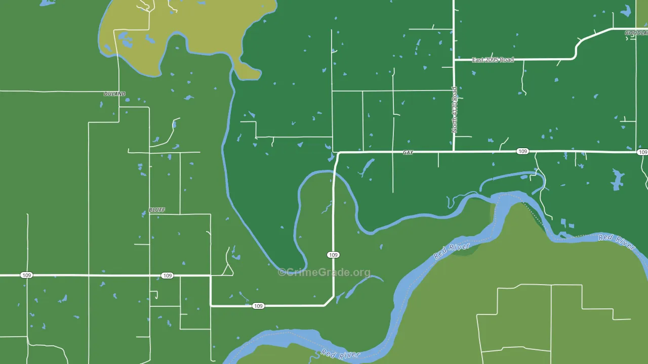 Gay, OK Map of Vehicle Theft Rates