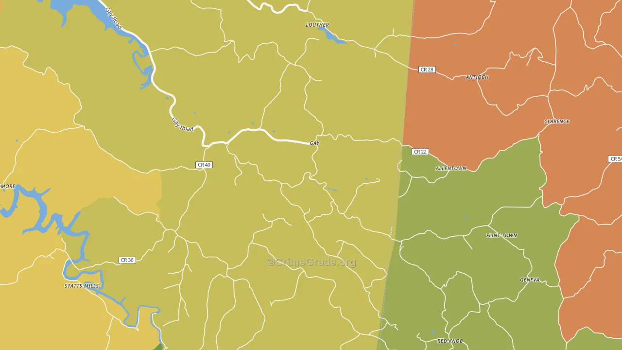 Gay, WV Map of Vehicle Theft Rates