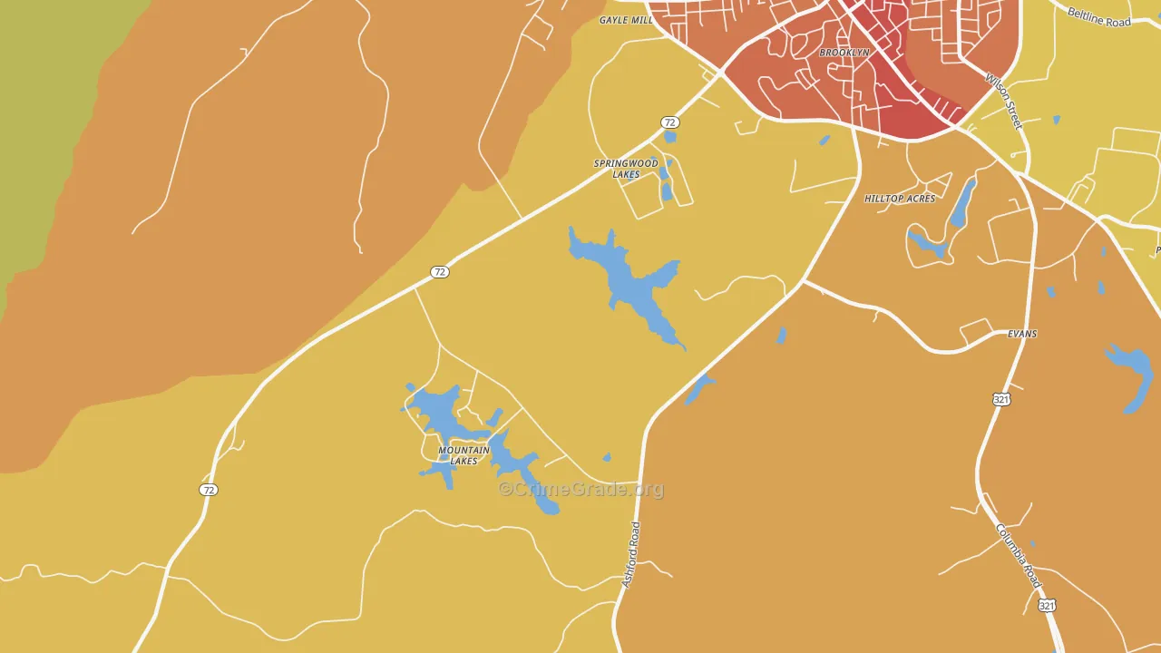 Gayle Mill, SC Map of Vehicle Theft Rates