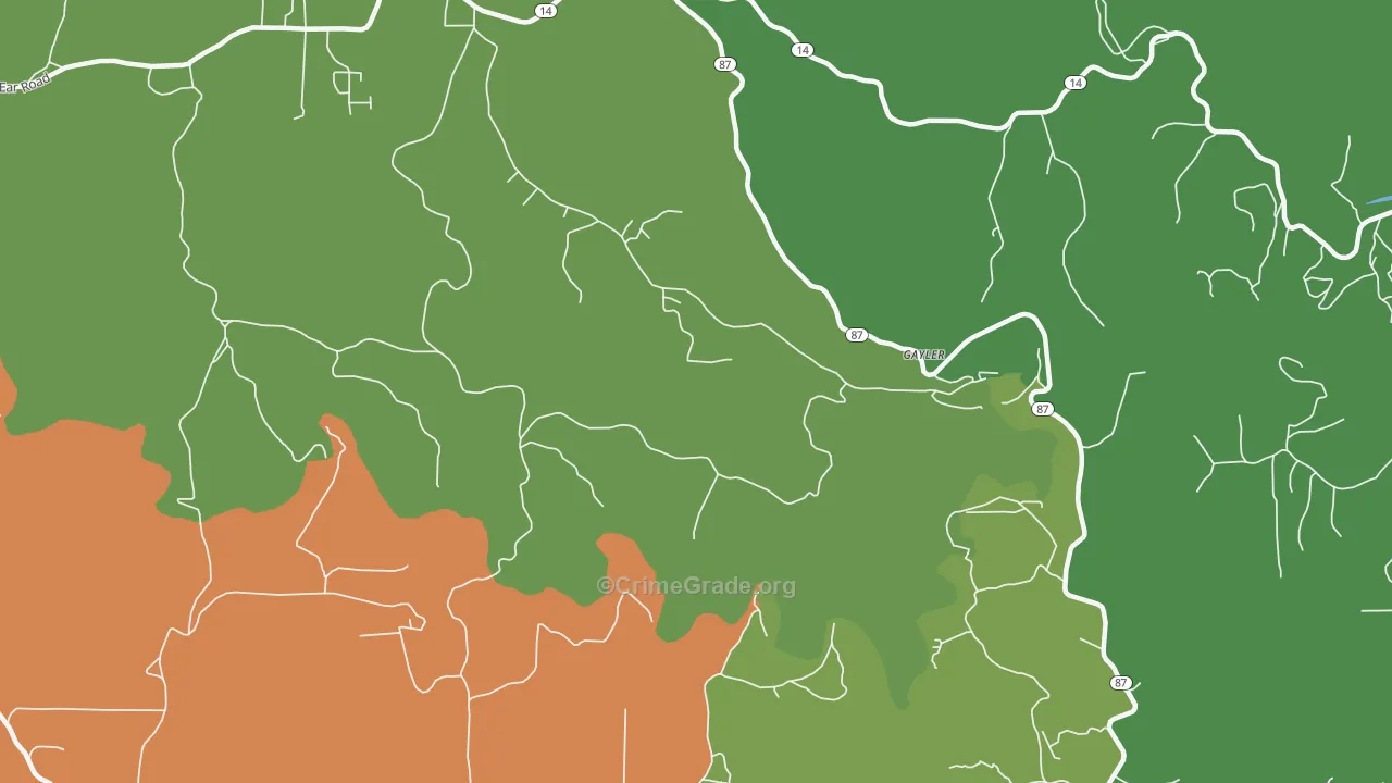 Gayler, AR Map of Vehicle Theft Rates