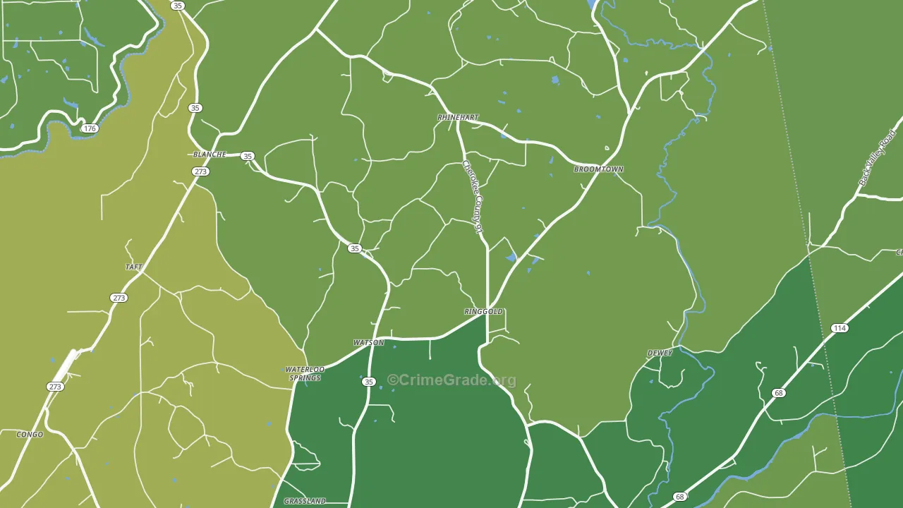 Gaylesville, AL Map of Vehicle Theft Rates