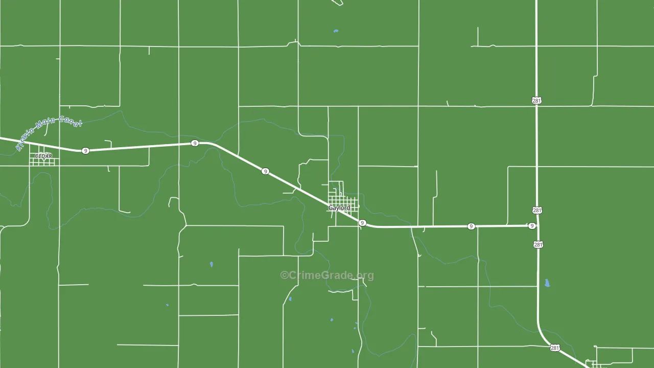 Gaylord, KS Map of Vehicle Theft Rates