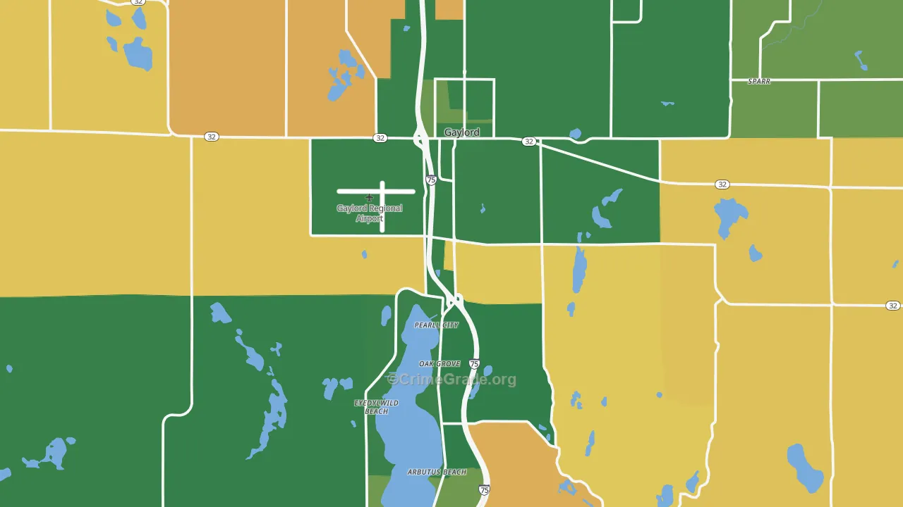 Gaylord, MI Map of Vehicle Theft Rates