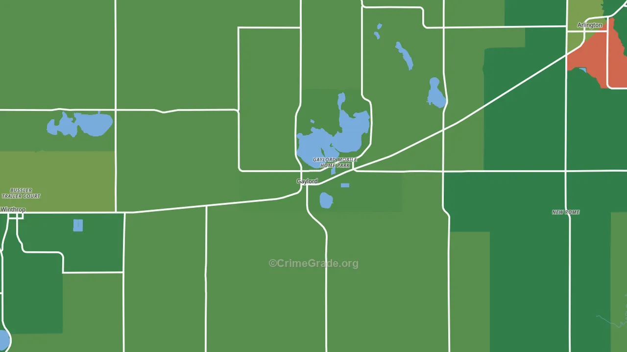 Gaylord, MN Map of Vehicle Theft Rates