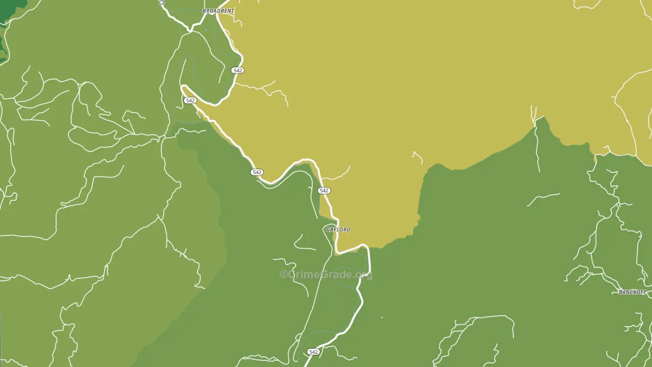 Gaylord, OR Map of Vehicle Theft Rates