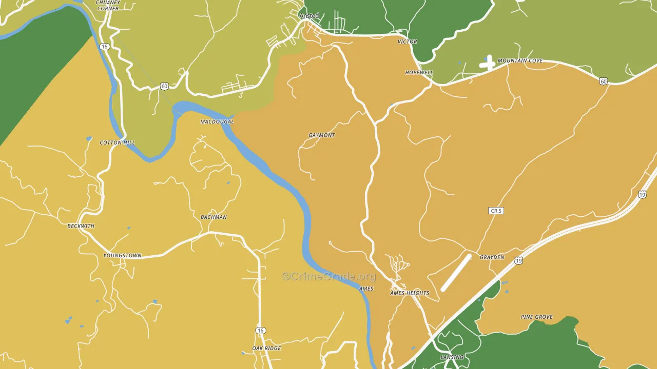 Gaymont, WV Map of Vehicle Theft Rates
