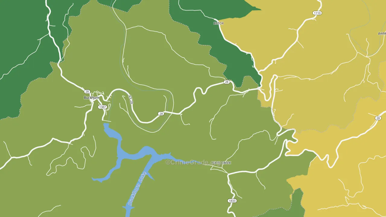 Gays Creek, KY Map of Vehicle Theft Rates