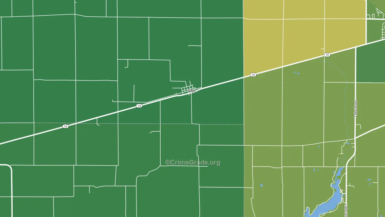 Gays, IL Map of Vehicle Theft Rates