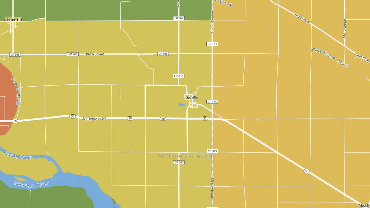 Gayville, SD Map of Vehicle Theft Rates