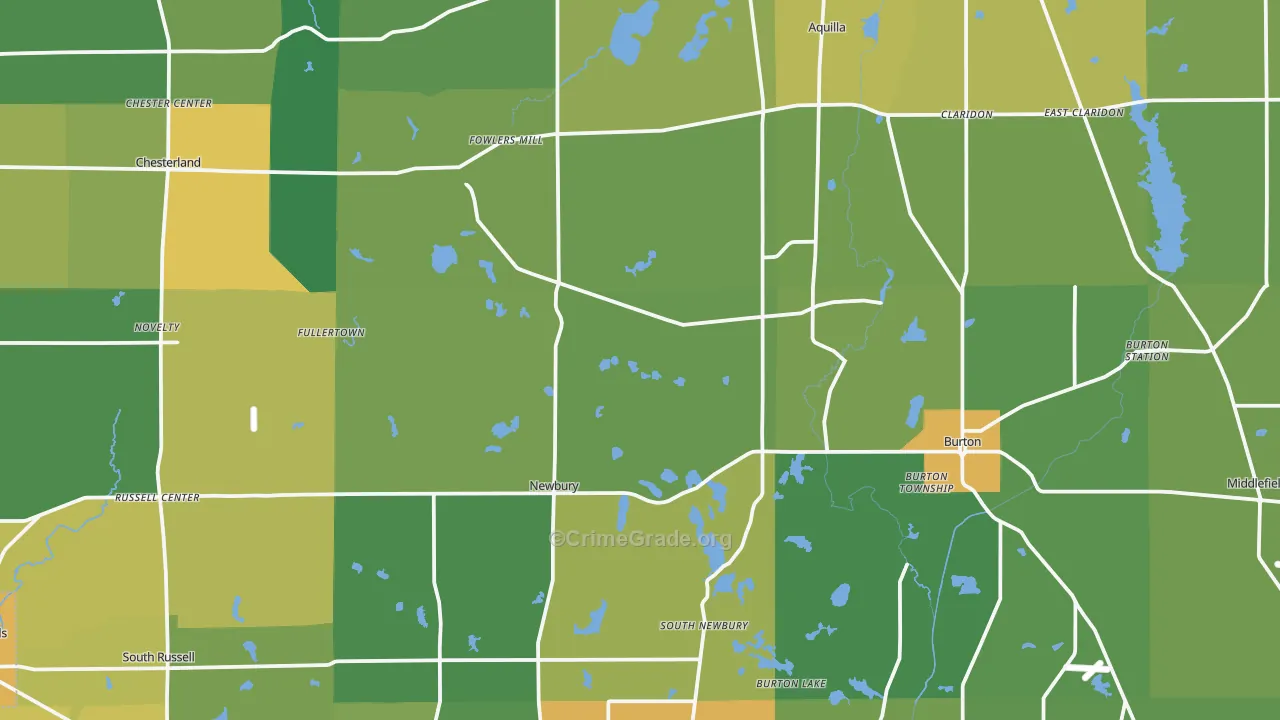 Geauga County, OH Map of Vehicle Theft Rates