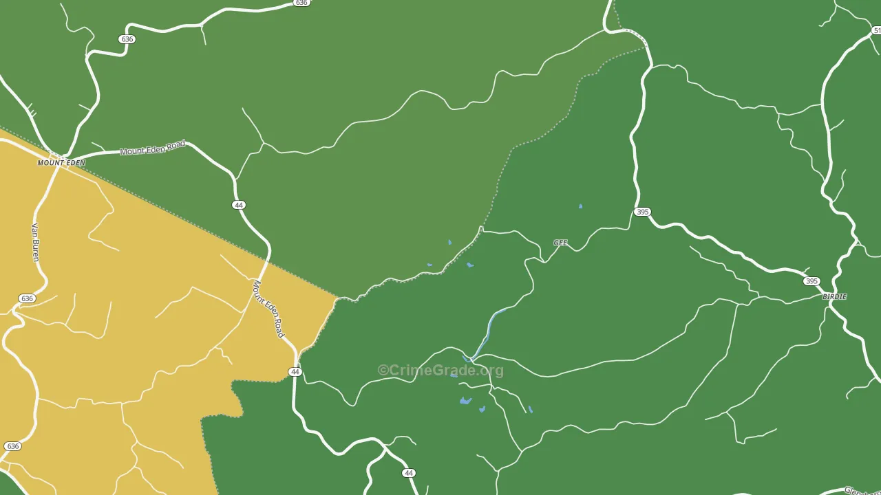 Gee, KY Map of Vehicle Theft Rates