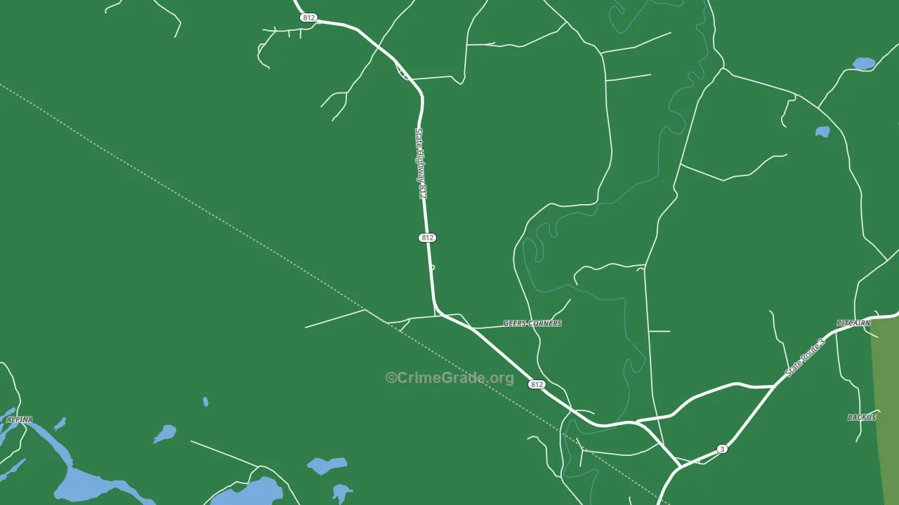 Geers Corners, NY Map of Vehicle Theft Rates