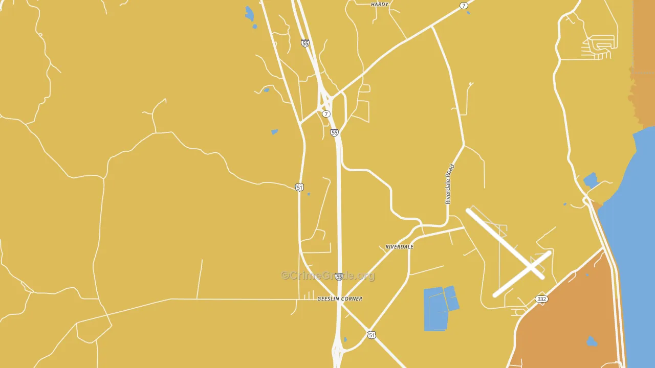 Geeslin Corner, MS Map of Vehicle Theft Rates