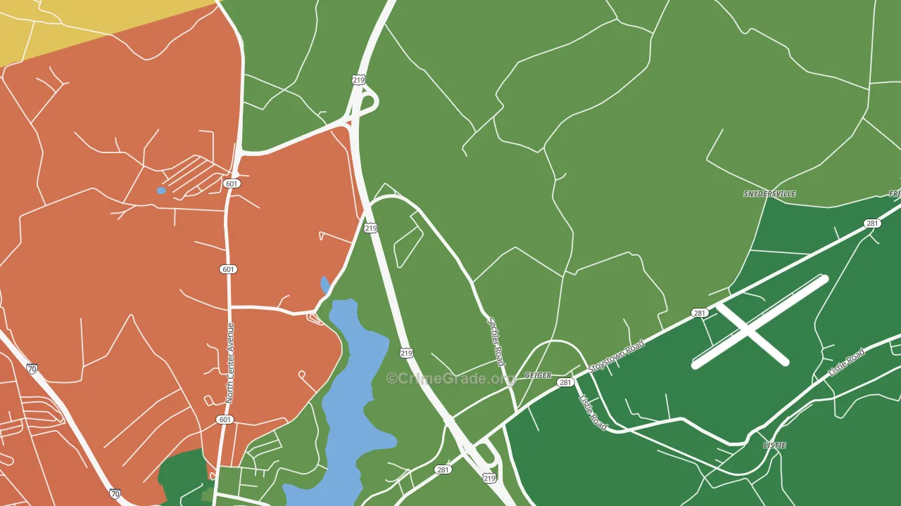Geiger, PA Map of Vehicle Theft Rates
