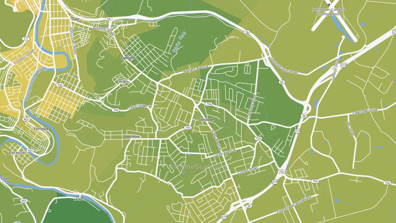 Geistown, PA Map of Vehicle Theft Rates