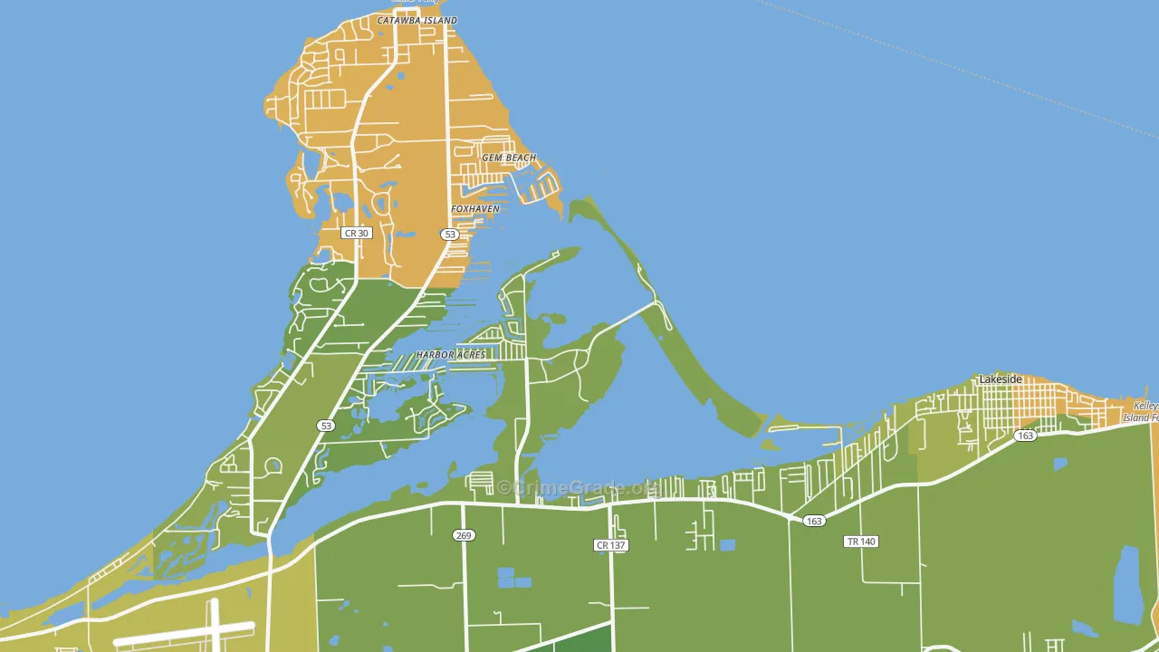Gem Beach, OH Map of Vehicle Theft Rates