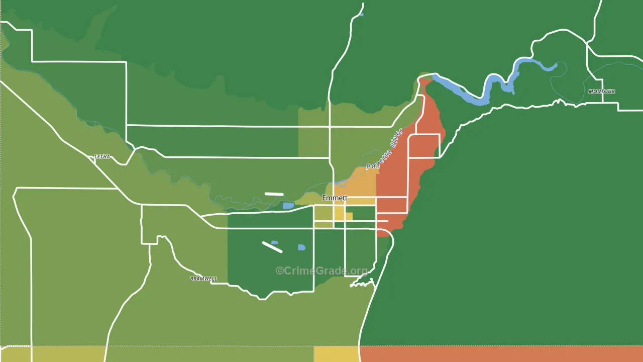 Gem County, ID Map of Vehicle Theft Rates