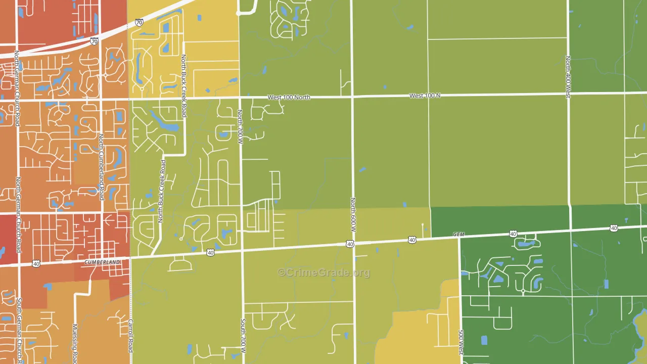 Gem, IN Map of Vehicle Theft Rates
