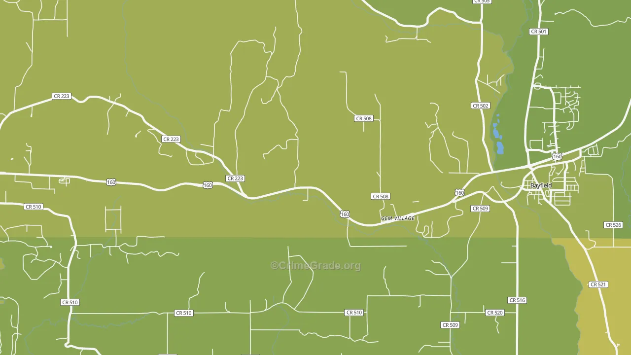 Gem Village, CO Map of Vehicle Theft Rates