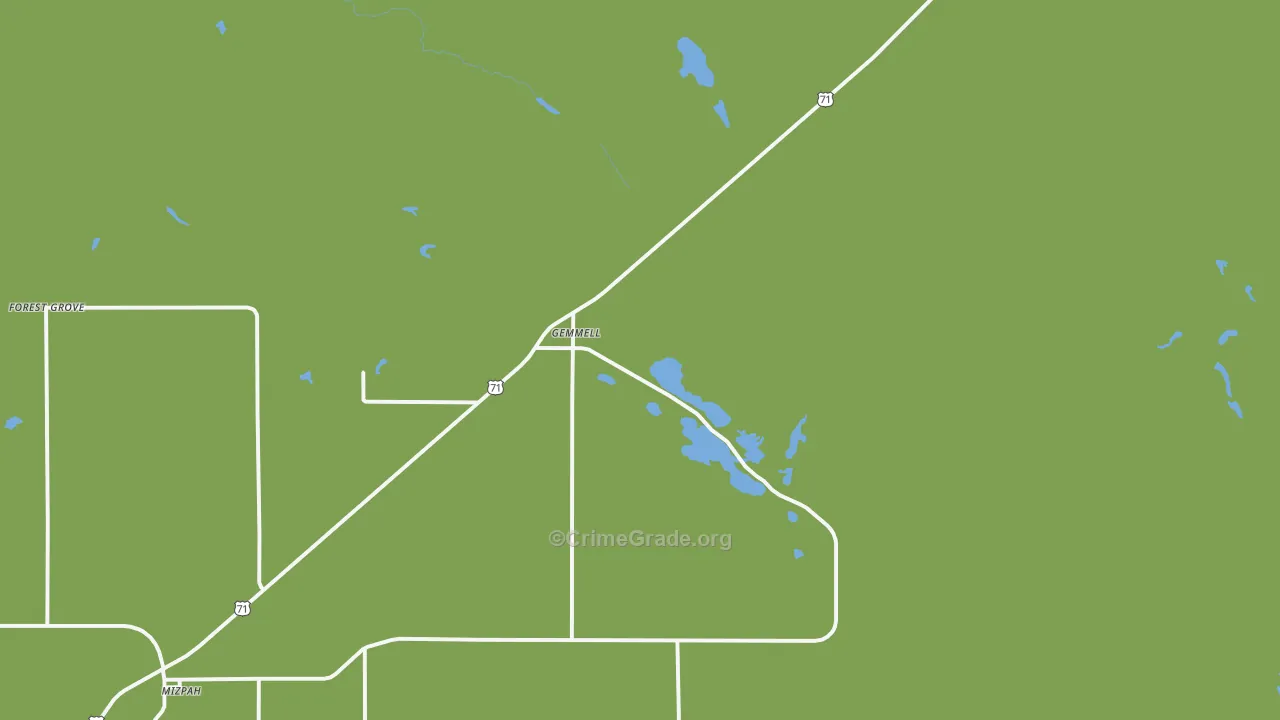 Gemmell, MN Map of Vehicle Theft Rates