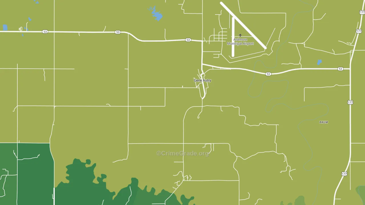 Gene Autry, OK Map of Vehicle Theft Rates