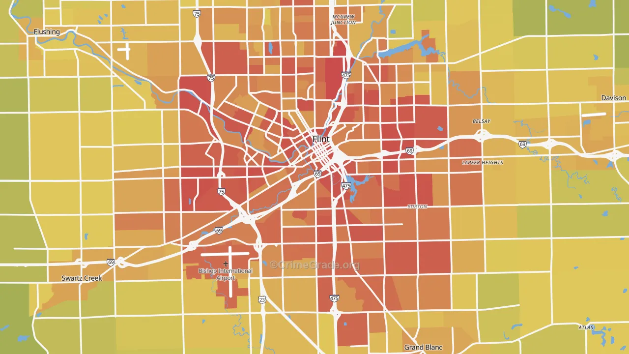 Genesee County, MI Map of Vehicle Theft Rates