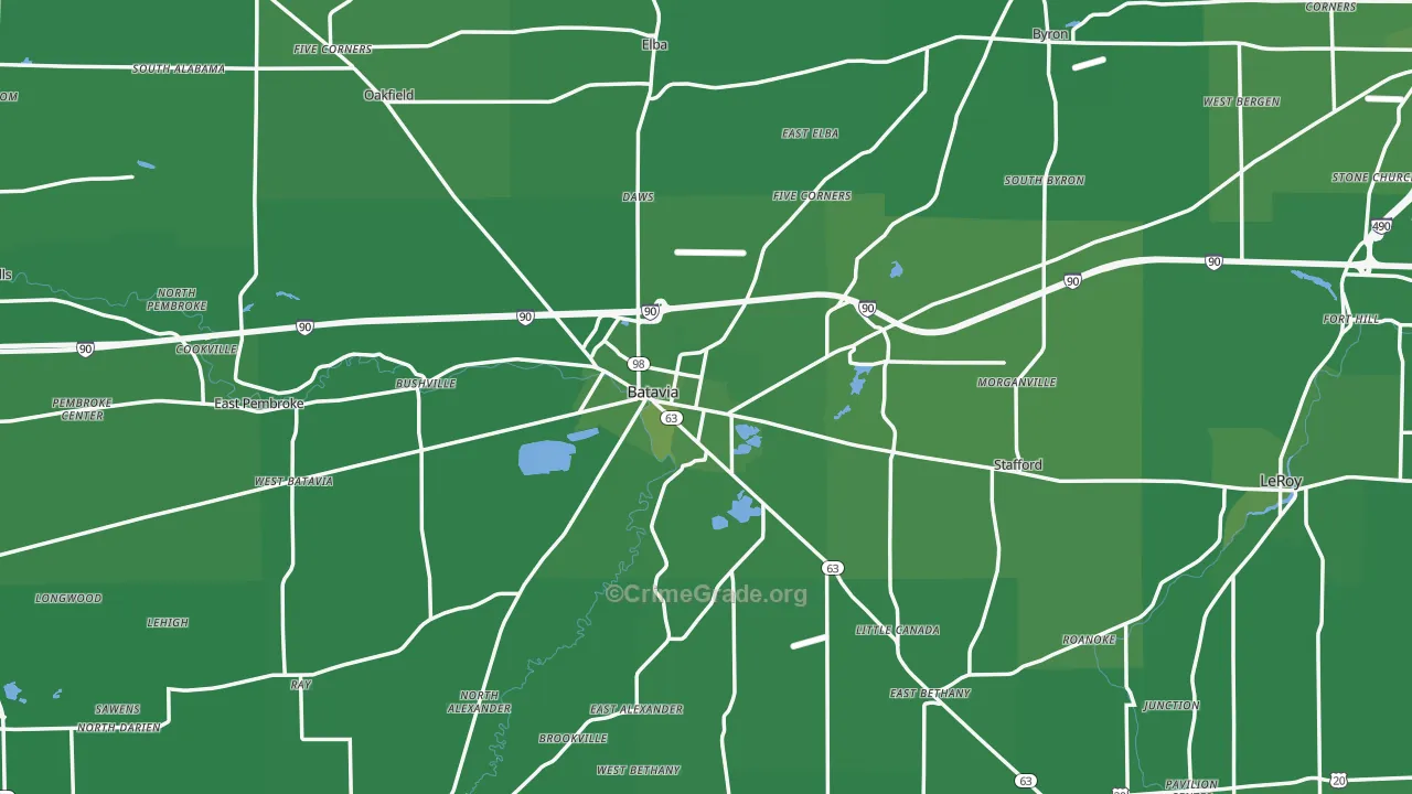 Genesee County, NY Map of Vehicle Theft Rates