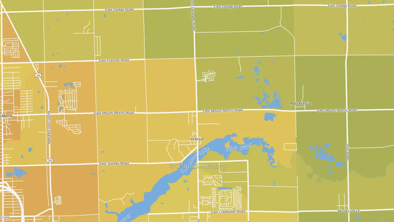 Genesee, MI Map of Vehicle Theft Rates