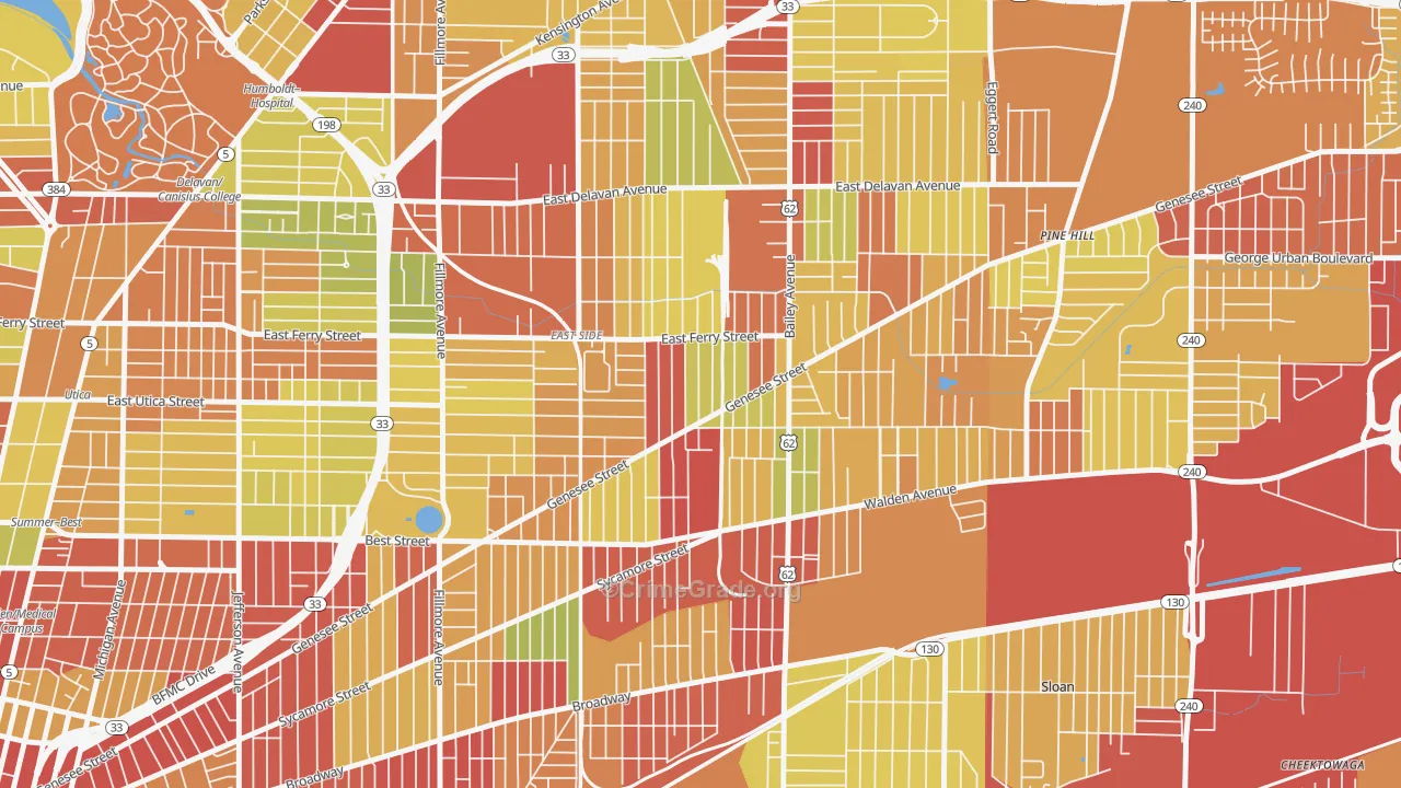 Genesee Moselle, Buffalo, NY Map of Vehicle Theft Rates